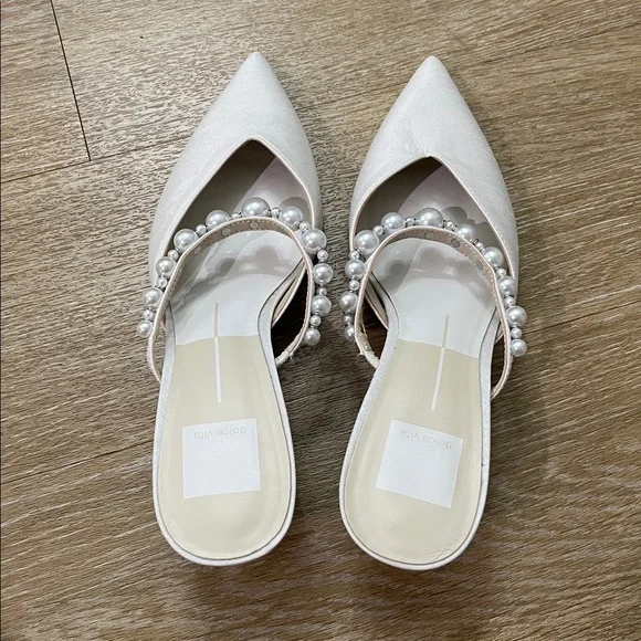 Dolce Vita Cream Kanika Pearl Kitten Heel Mule Pump size 7 - Picture 9 of 12